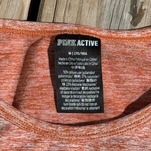 PINK Active Crop Top rust Orange Y2K Athleisure Clean Girl Gym Thumbhole M 3218